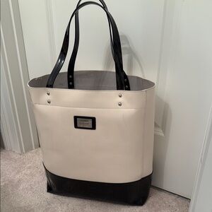 Cynthia Rowley Elegant Large Black and Cream Patent Leather Tote Bag